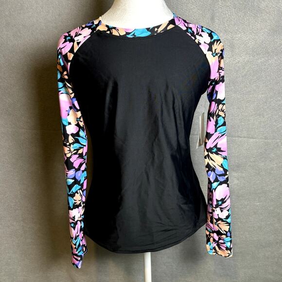 Raisins Womens Long Sleeve Rash Guard Swim Beach Surf Vacation Juniors L Top - Picture 3 of 4